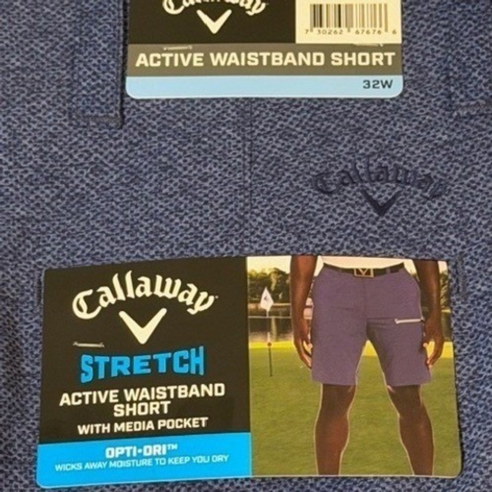 Callaway Shorts Mens 32 Active Waistband Peacoat Blue Stretch Performance New - Picture 4 of 8